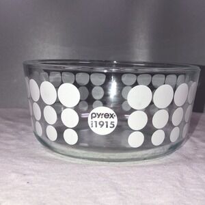 Pyrex White Polka Dot 1915 100th Anniversary 7201 - 1 qt. 950 ml Glass Bowl